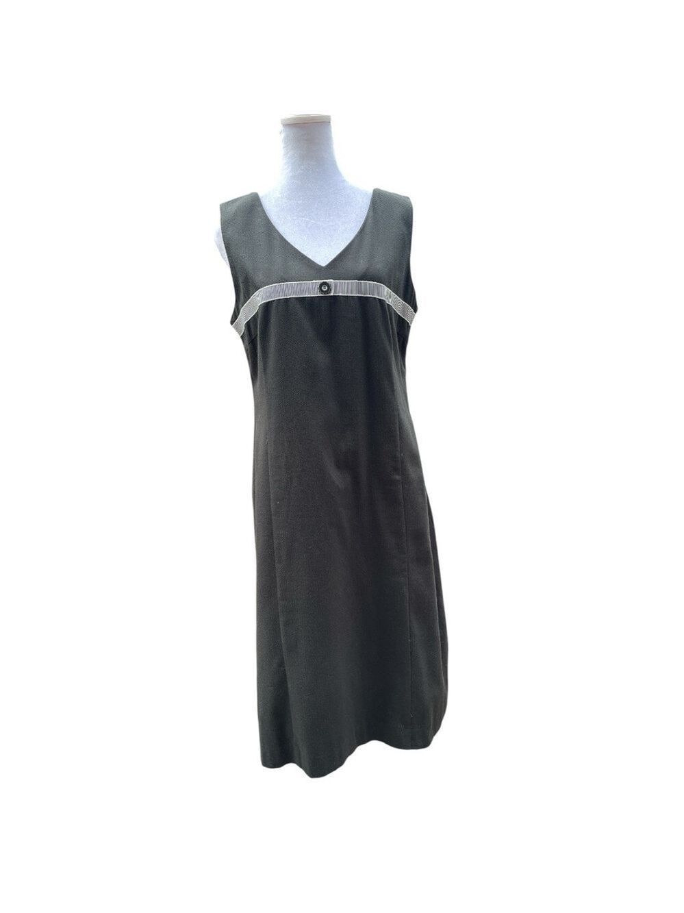 Hervé Benard Black Sleeveless Shift Dress Size 10 Cotton Blend Classic Work